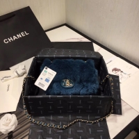 Best Grade Chanel flap bag Wool sheepskin &Gold-Tone Metal AS1199 blue