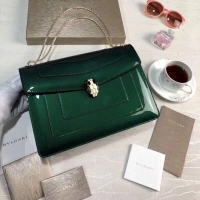 Best Luxury BVLGARI Serpenti Forever leather shoulder bag 35108 Green