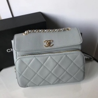 Buy Classic Chanel flap bag Grained Calfskin & Gold-Tone Metal AS1199 grey