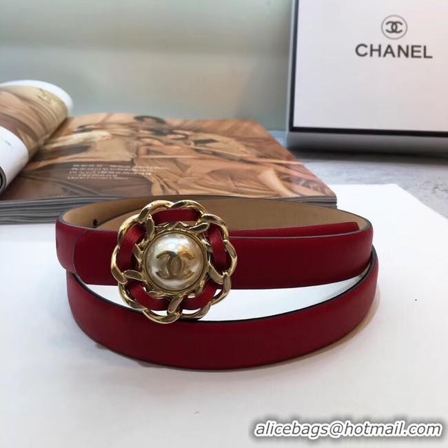 Best Quality Chanel Calf Leather Belt Flower Logo In Width 20mm 56610 Red