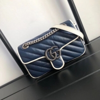 Buy Duplicate Gucci GG Marmont small shoulder bag 446744 Navy