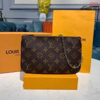 Grade Imitation Louis Vuitton Monogram Canvas POCHETTE DOUBLE ZIP Chain bag M63905