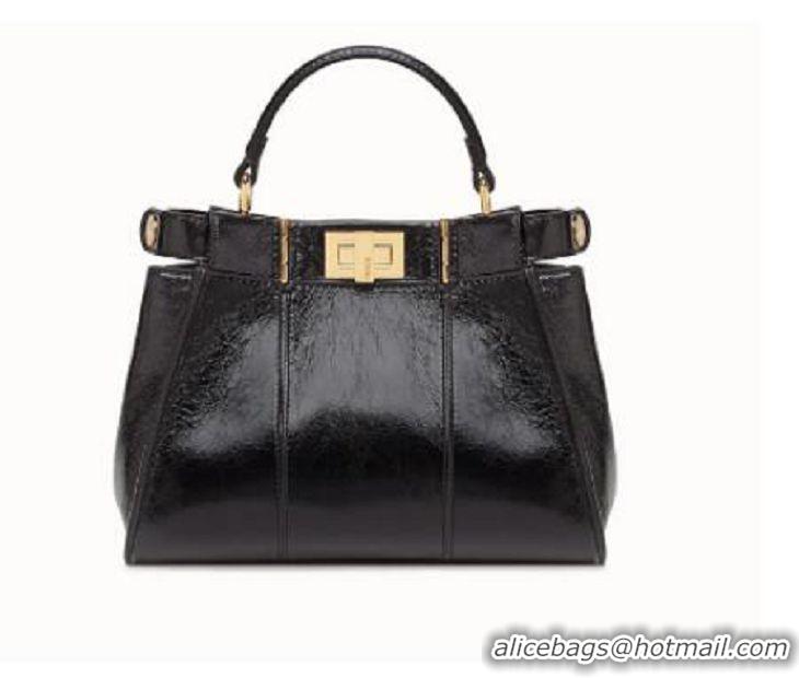 New Product FENDI PEEKABOO ICONIC MINI Black leather bag 8BN244