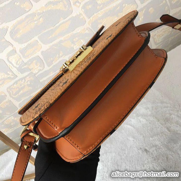 Unique Style MCM Shoulder Bag Calfskin Leather 4566 Camel