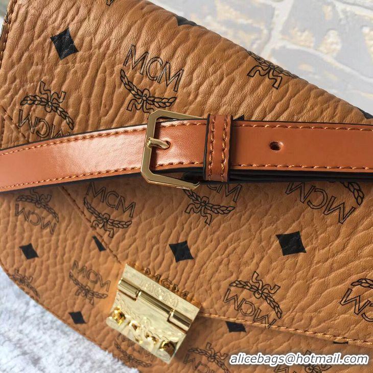 Unique Style MCM Shoulder Bag Calfskin Leather 4566 Camel
