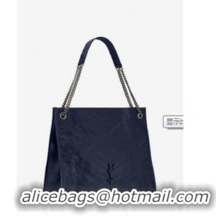 Low Price Yves Saint Laurent Calfskin Leather Tote Bag Black 464689 Black hardware