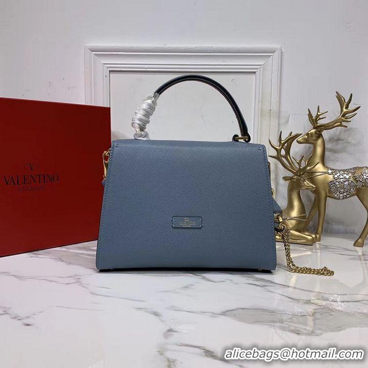 Trendy Design VALENTINO Origianl leather Tote Bag V0025 blue
