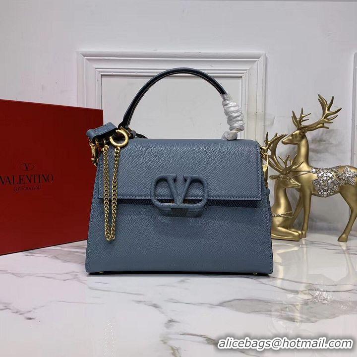 Trendy Design VALENTINO Origianl leather Tote Bag V0025 blue