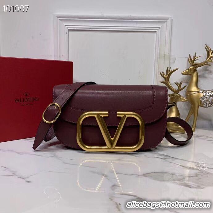 Duplicate VALENTINO Origianl leather shoulder bag V0030 Burgundy