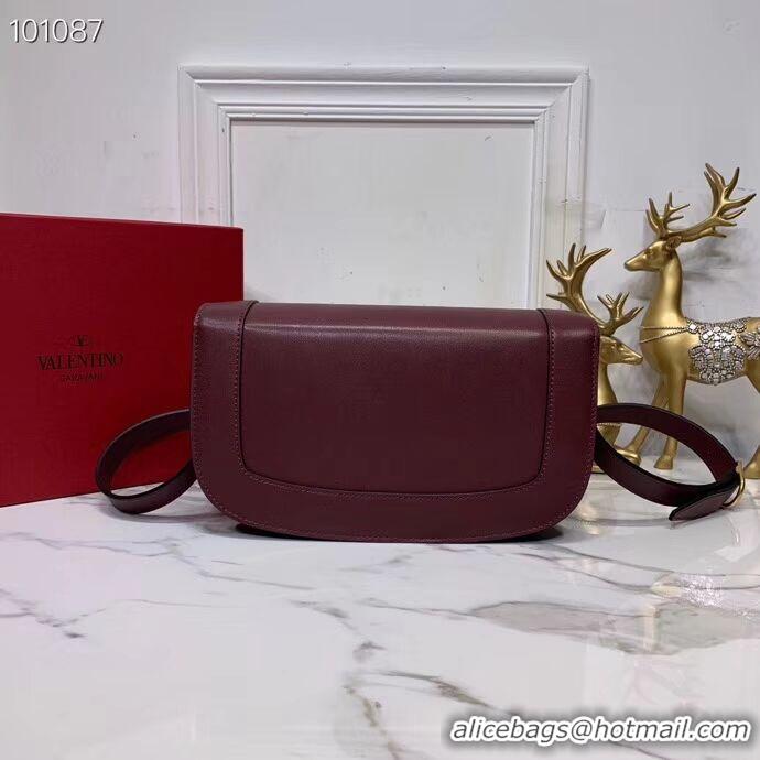 Duplicate VALENTINO Origianl leather shoulder bag V0030 Burgundy