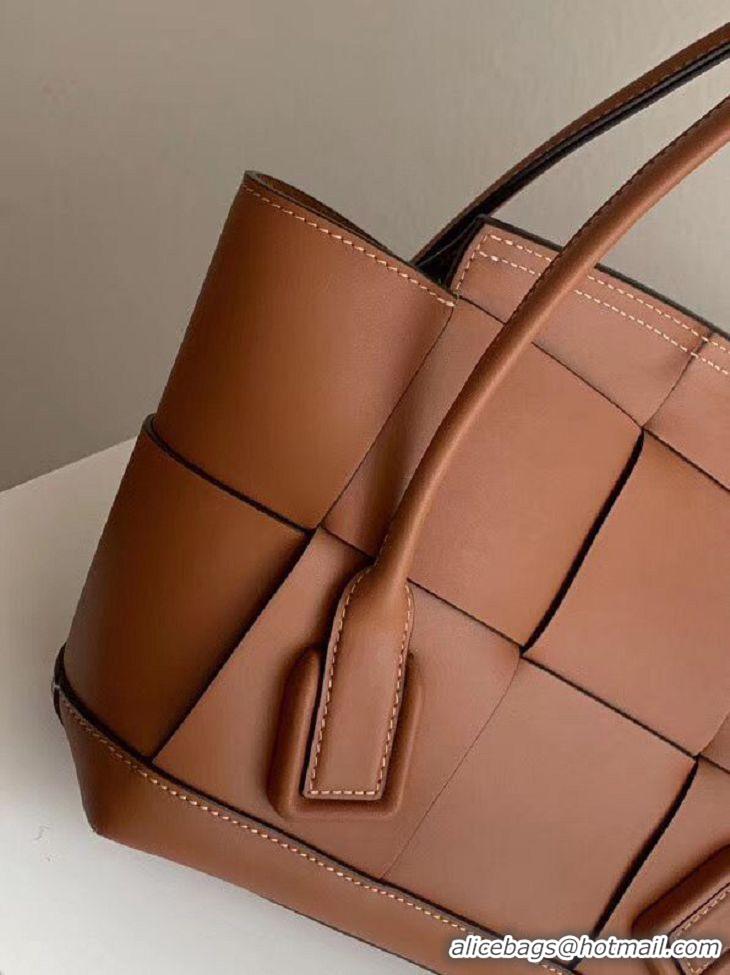 Grade Discount Bottega Veneta Original Weave Leather Arco Top Handle Bag 70013 Brown