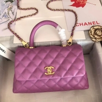New Fashion Chanel Small Flap Bag with Top Handle A92991 Purplish