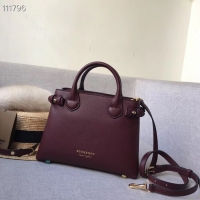 Famous Brand BurBerry Leather Tote Bag 7461 Burgendy