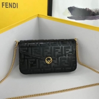 Spot Imitation Fendi WALLET ON CHAIN WITH POUCHES leather mini-bag 8BS032 black