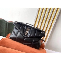 Grade Quality SAINT LAURENT Original Leather Shoulder Bag 577475 Black&Silver-toned hardware