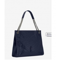 Low Price Yves Saint Laurent Calfskin Leather Tote Bag Black 464689 Black hardware