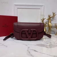 Low Price VALENTINO Origianl leather shoulder bag V0030A Burgundy