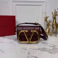 Perfect Discount VALENTINO Origianl leather shoulder bag V0032 Burgundy