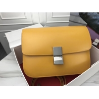 Low Price Celine Classic Box Flap Bag Original Calfskin Leather 3378 Yellow
