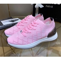 Durable Chanel Quilted Knit Fabric Sneakers G35549 Light Pink 2020