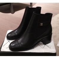 Discount Chanel Supple Lambskin Short Boots Black G22019 Black 2019 
