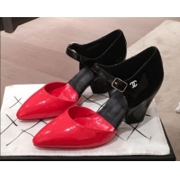 Best Design Chanel Patent Calfskin Mary Jane Pumps G35426 Red/Black 2020