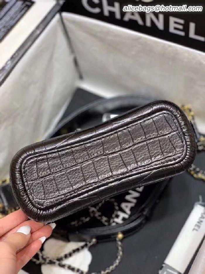 Top Quality Chanel Gabrielle Hobo Original Crocodile Leather Bag A93824 Black