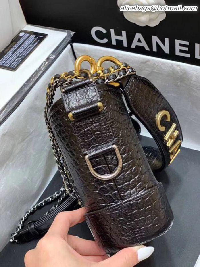 Top Quality Chanel Gabrielle Hobo Original Crocodile Leather Bag A93824 Black