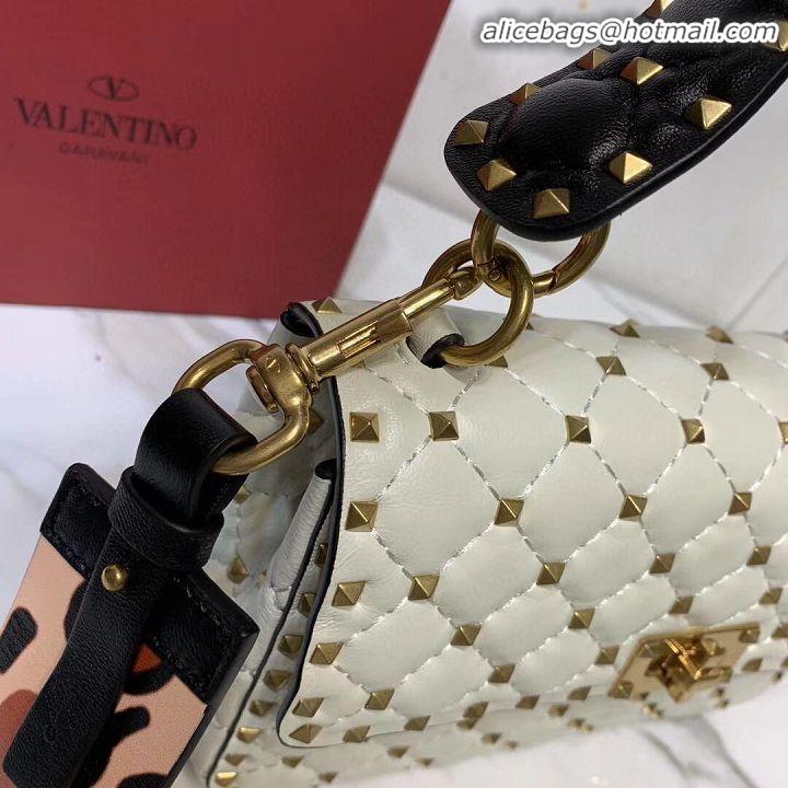 Spot Imitation VALENTINO Origianl leather shoulder bag V0122H white