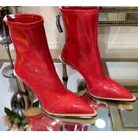 Best Price Fendi FFrame Stitching Patent Leather High-Heel Short Boots G80806 Red