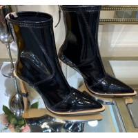 Discount Fendi FFrame Stitching Patent Leather High-Heel Short Boots G80806 Black
