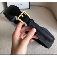 Imitation Gucci Leather Belt Width 40mm with Horsebit and Square Buckle 60636 Black