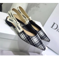 Grade Design Dior J'Adior Flat Slingback Pump in Grey Tartan Fabric G12212 2020