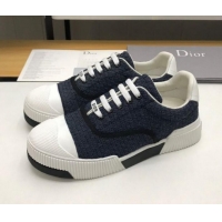 Top Quality Dior D-Smash Woven Calfskin Sneakers G21813 Navy Blue 2020