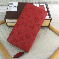 Inexpensive Louis Vuitton Grained Mahina Leather Zippy Wallet M81233 Red