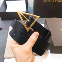 Top Quality Bottega Veneta Leather Belt Width 25mm with Gold Buckle BV8923 Black