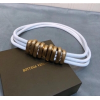 Low Price Bottega Veneta Nappa Leather Cord Bronze Corset Belt Width 30mm BV21246 White