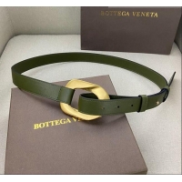 Low Cost Bottega Veneta Leather Belt 25mm with Metal Framed Buckle BV10611 Green