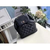 Popular Style Chanel backpack Grained Calfskin & Gold-Tone Metal A57571 black