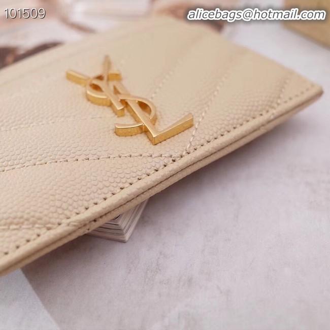 Trendy Design SAINT LAURENT Monogram leather card holder 88337 Gold-Tone Metal apricot
