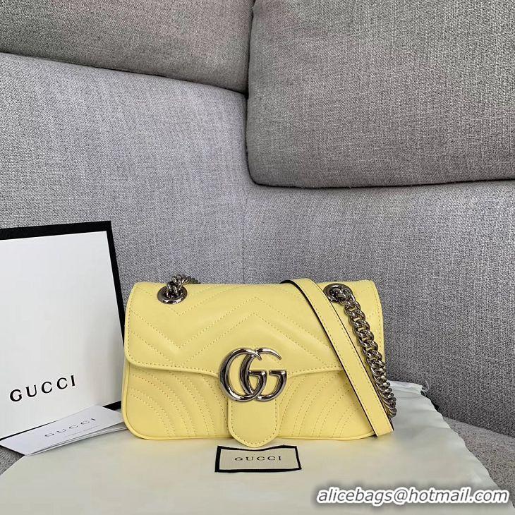 Durable Faux Gucci GG Marmont small shoulder bag 446744 yellow
