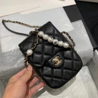 Reproduction Chanel mini flap Imitation Pearls bag AS1345 black
