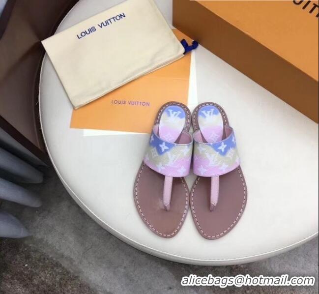Top Quality Louis Vuitton LV Escale Palma Flat Thong Sandals LV0627 Pink 2020