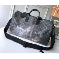 Shop Duplicate Louis Vuitton Men's Keepall Bandouliere 50 Travel Bag in Monogram Galaxy Canvas M44166 2018
