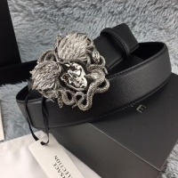 Trendy Design Versace Medusa Snake Wings Palm Leather Belt V1204 Black/Silver