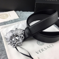 Discount Versace Medusa Snake Wings Palm Leather Belt V1205 Black/Silver