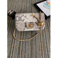 Discounts Chanel Original Small Snake skin flap bag AS1116 light grey