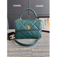 Best Price Chanel CC original lambskin top handle flap bag A92236 green&Gold-Tone Metal