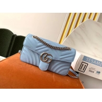 Good Product Gucci GG Marmont small shoulder bag 443497 Pastel blue