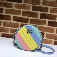 Discount Gucci GG Marmont mini round shoulder bag 550154 Multicolored pastel